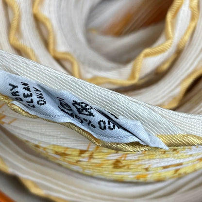 Hermes Scarf Pleated Lapins DANS UN Champ DE Wheat Field And Rabbit Yellow With