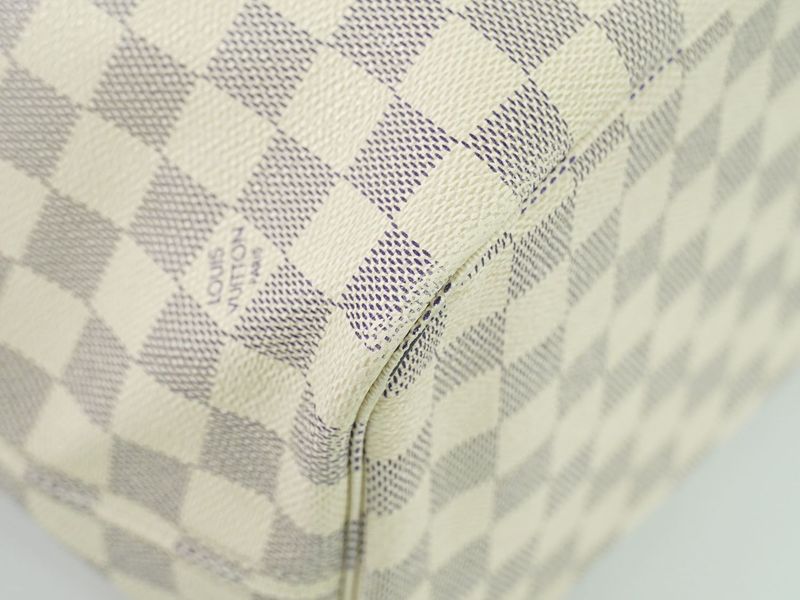 Authentic Louis Vuitton LV New Shape Neverfull MM Damier Azure Tote Bag White