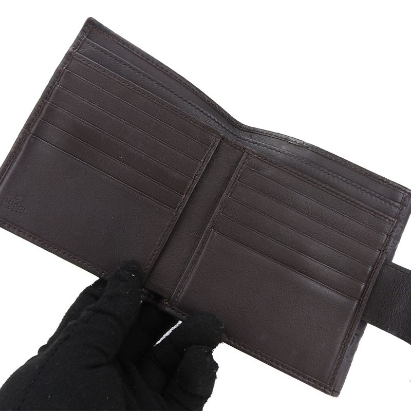 Gucci Bifold Wallet Guccissima 203549 Cima Leather Brown Gold Hardware Heart