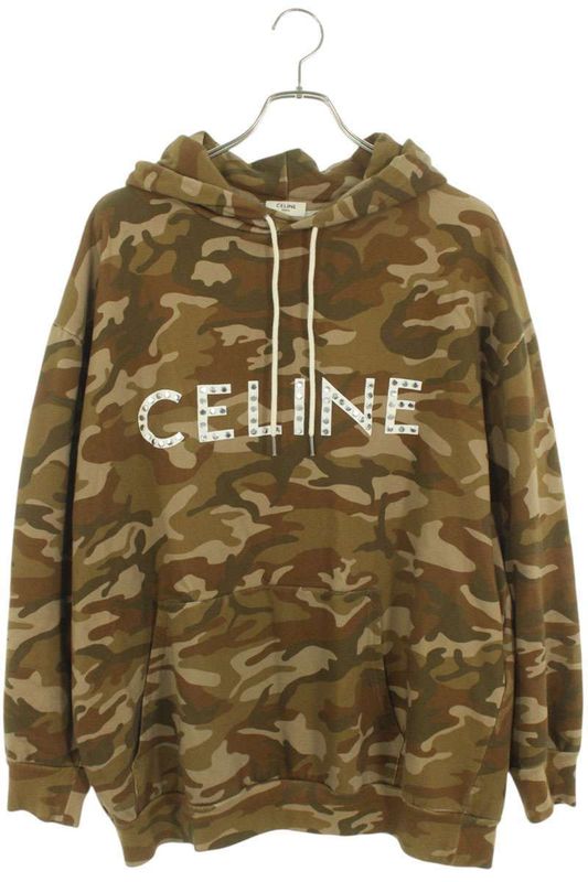 Celine 2y676247q Camouflage Allover Studded Logo Pullover Hoodie Men's S