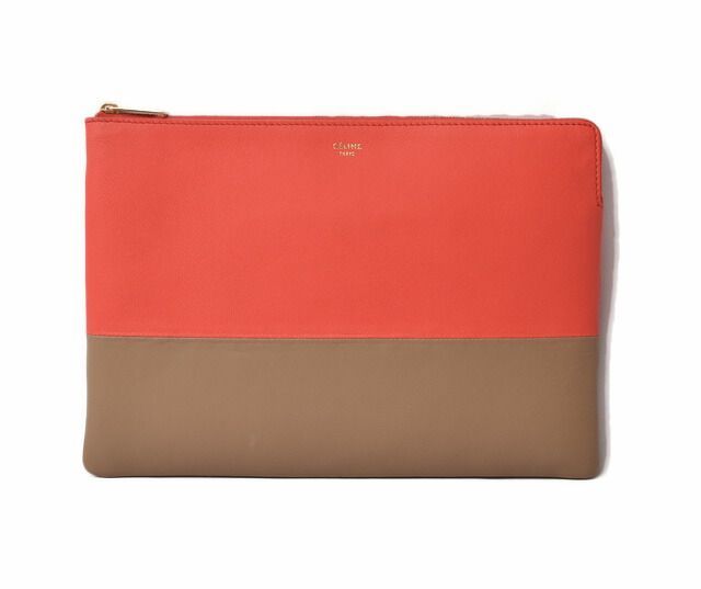 Celine Clutch Pouch Clutch Bag Ipad Case Celine Bicolor Primary Red Beige 100093