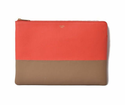 Celine Clutch Pouch Clutch Bag Ipad Case Celine Bicolor Primary Red Beige 100093