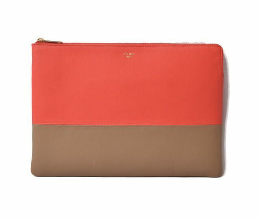 Celine Clutch Pouch Clutch Bag Ipad Case Celine Bicolor Primary Red Beige 100093