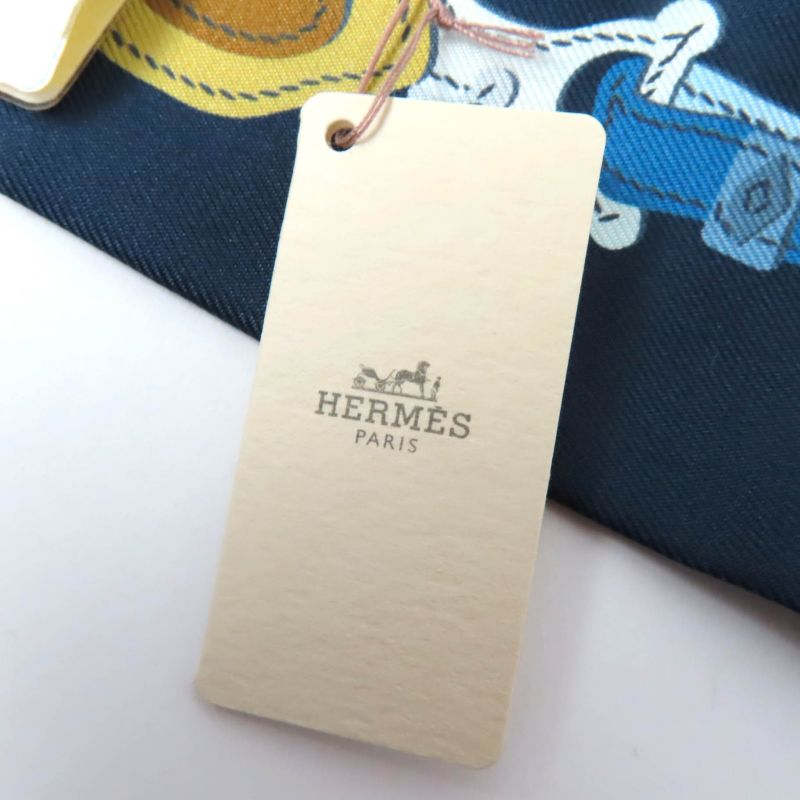 Hermes Twilly Brides De GALA Brides De Gala Silk Marine/beige Dore/gold Scarf