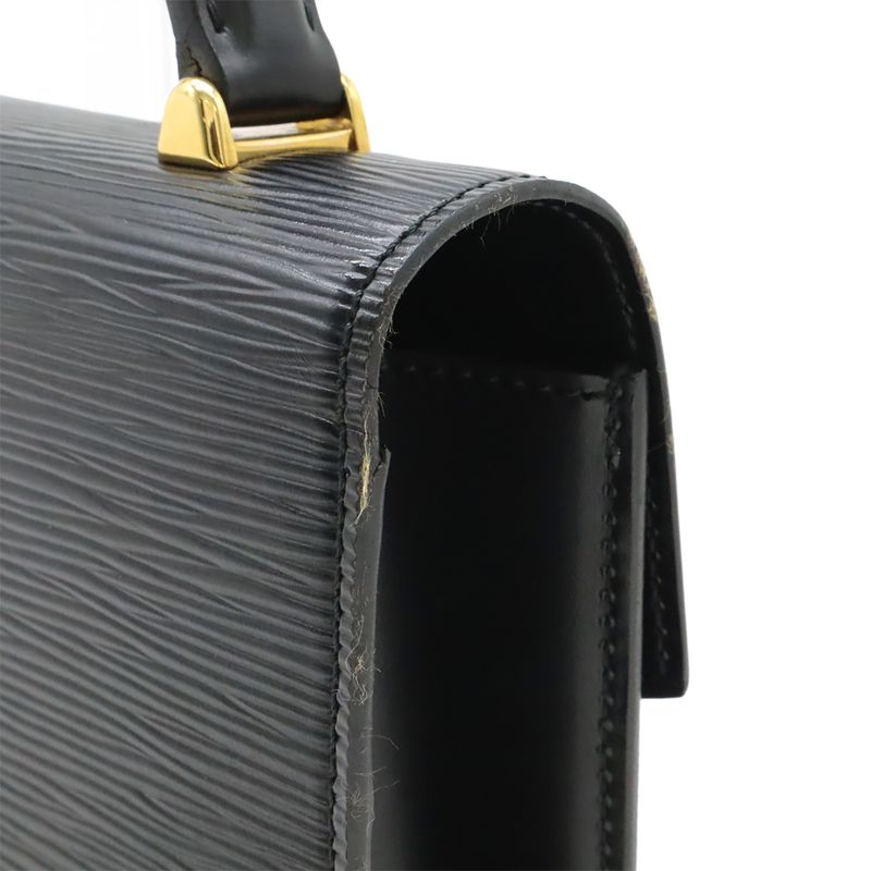 Louis Vuitton Epi Malesherbes Handbag Flap Bag Leather Noir Black Gold Hardware