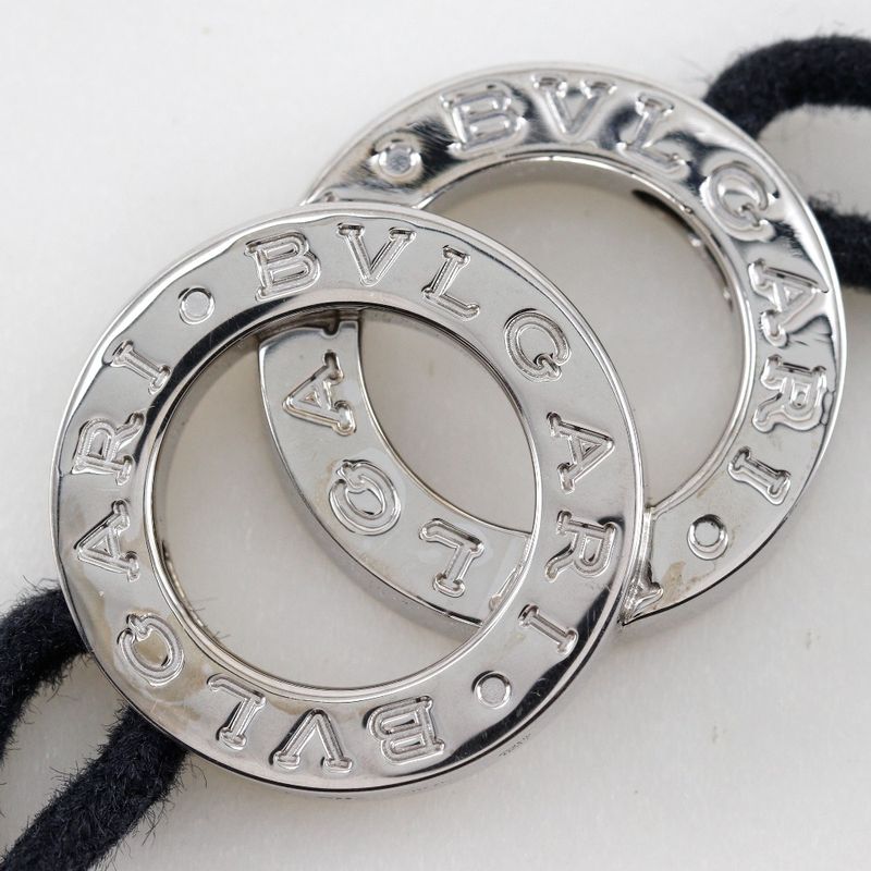 Bvlgari Bulgari Double Logo Silver 925 Black Unisex 11.2g Bracelet