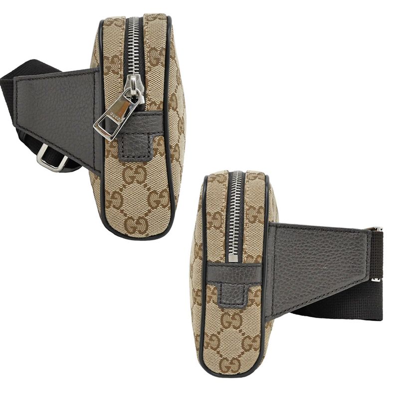 Gucci Waist Bag Body Bag Beige Brown Silver Hardware GG Canvas 449174
