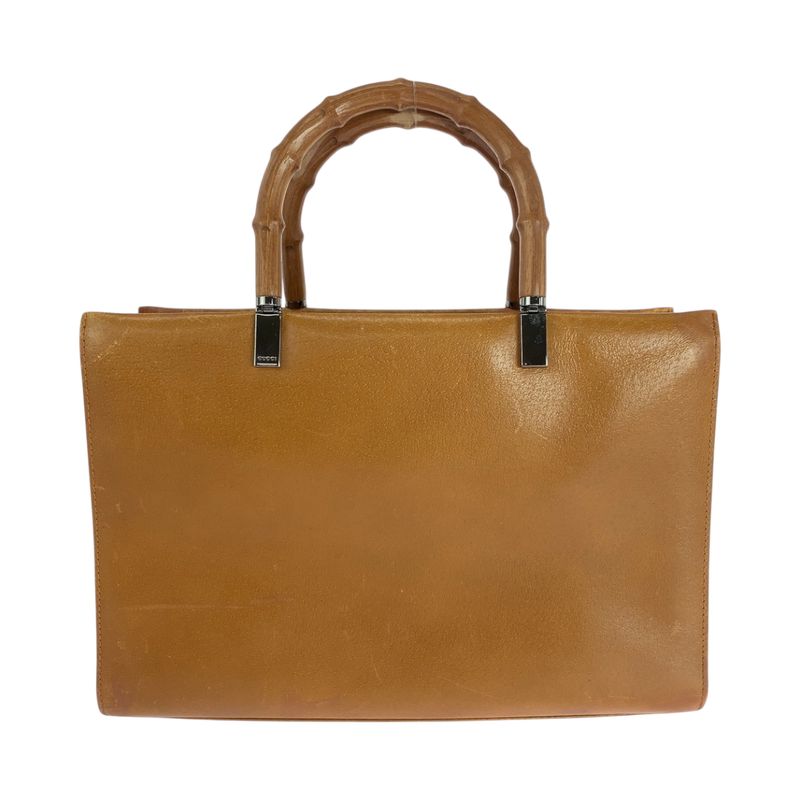 Gucci Bamboo Camel Silver Hardware Leather 002 1035 2way Handbag Tote Shoulder