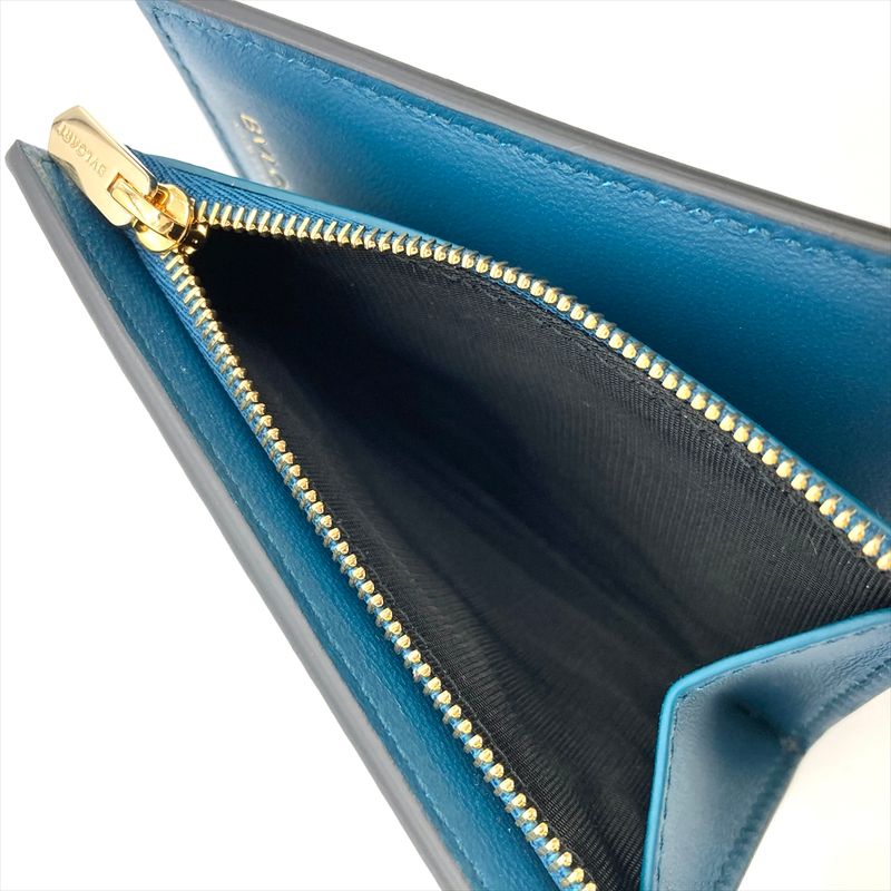 Bulgari Bvlgari Zippy Compact Wallet Infinitum Fold Wallet Leather Black Gold