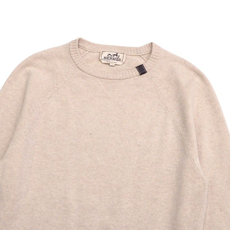 Hermes Sweater Size XS Knit Top Wool Light Beige [recommended] Made In Italy