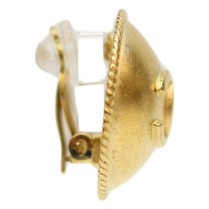 Chanel 95P GP Round Coco Mark Earrings Matte Gold Accessories Ladies