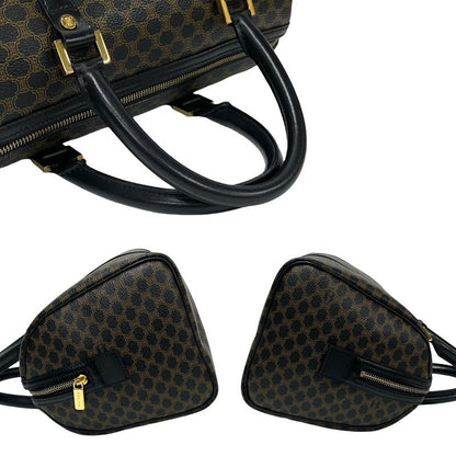 Celine Vintage Macadam Blason Triomphe Pattern Leather Handbag Mini Boston Bag