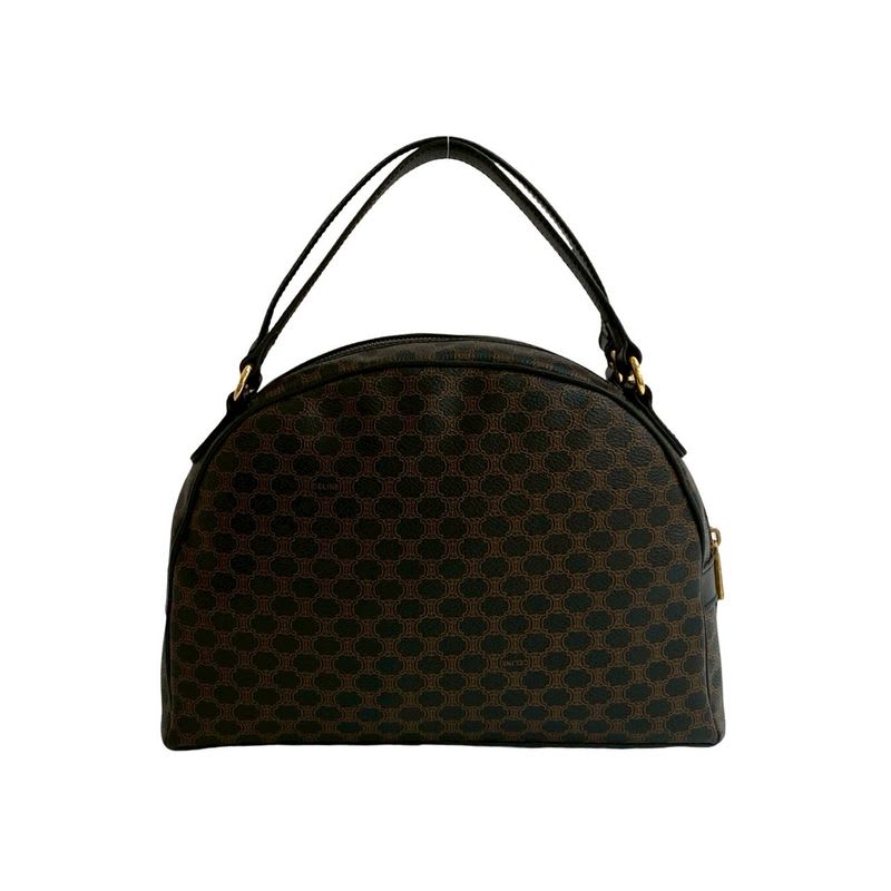 Celine Vintage Macadam Blason Triomphe Pattern Leather Handbag Mini Boston Bag