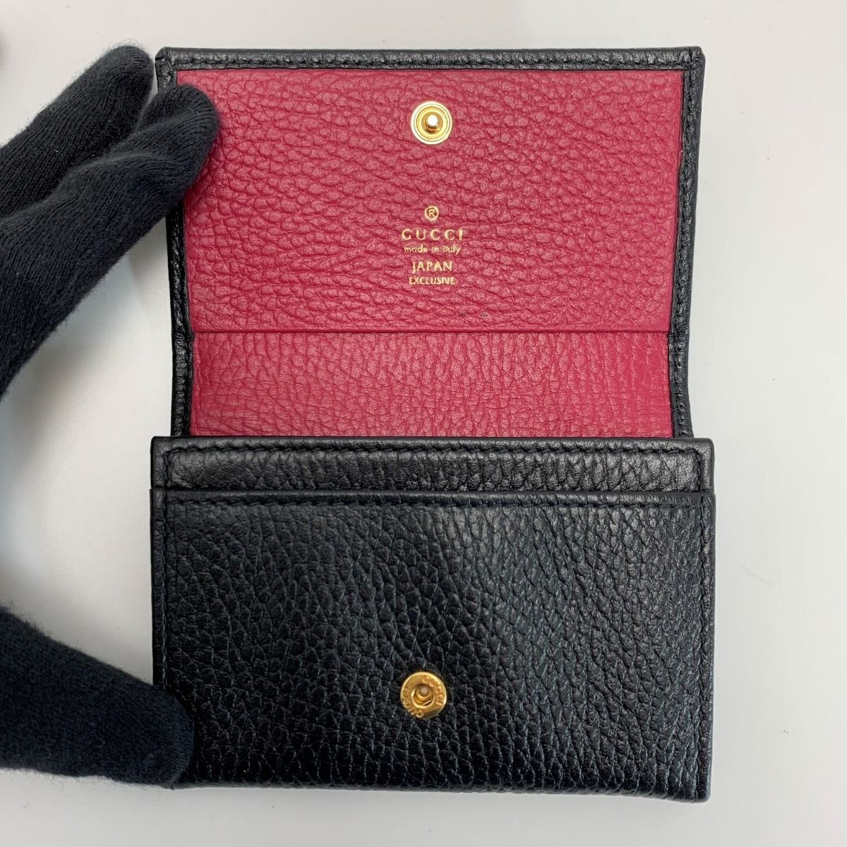 Gucci Leather GG Amarant 739525 Black Card Case with Bag
