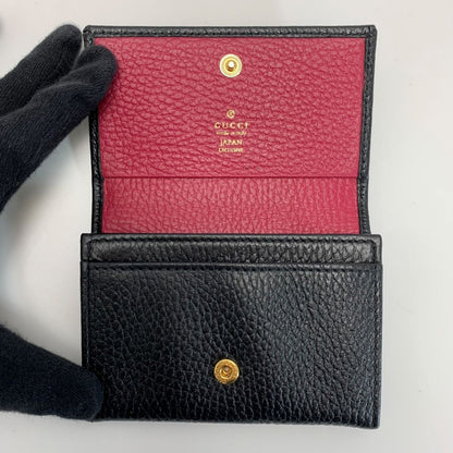 Gucci Leather GG Amarant 739525 Black Card Case with Bag