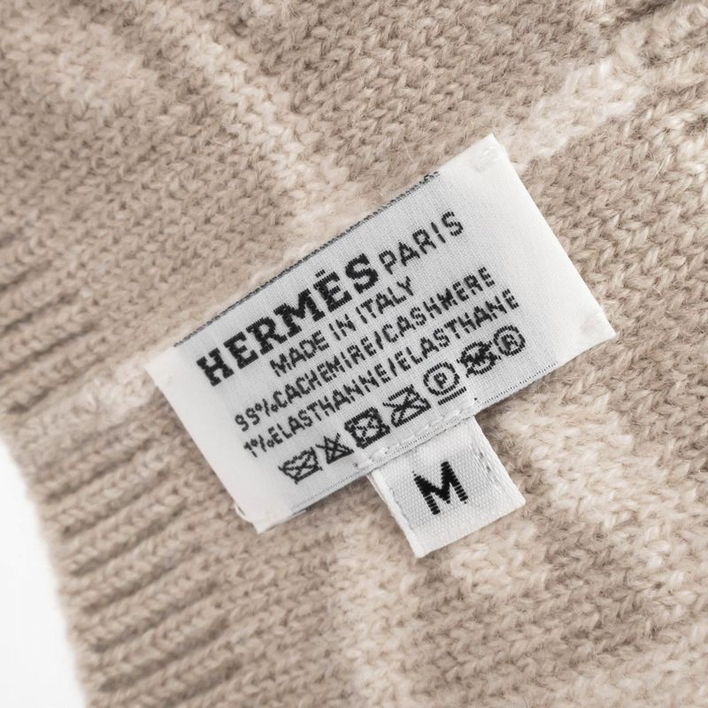 Hermes Headband Chaine D'ancre Cashmere Beige M Size Cashmere