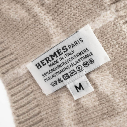 Hermes Headband Chaine D'ancre Cashmere Beige M Size Cashmere