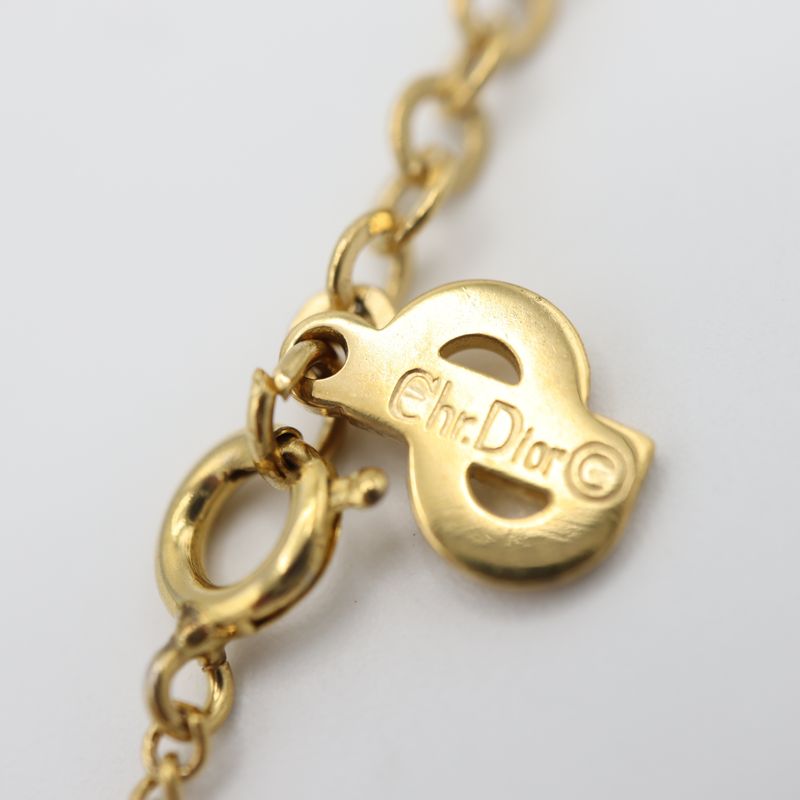 Christian DIOR Necklace CD Logo GP Gold Color Accessories Women M1996