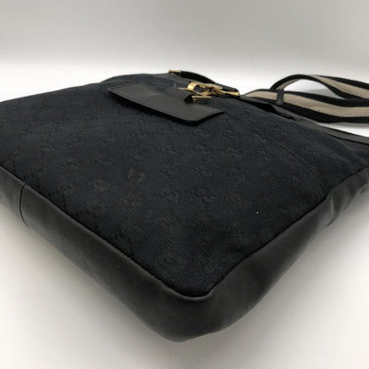 Gucci 001 4094 Shoulder Bag GG Canvas Sherry Line Black Ladies Men Fashion