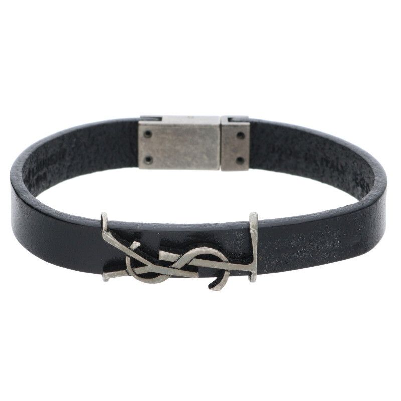 Saint Laurent Paris 485466 Cassandra Logo Leather Bracelet Men's L 17