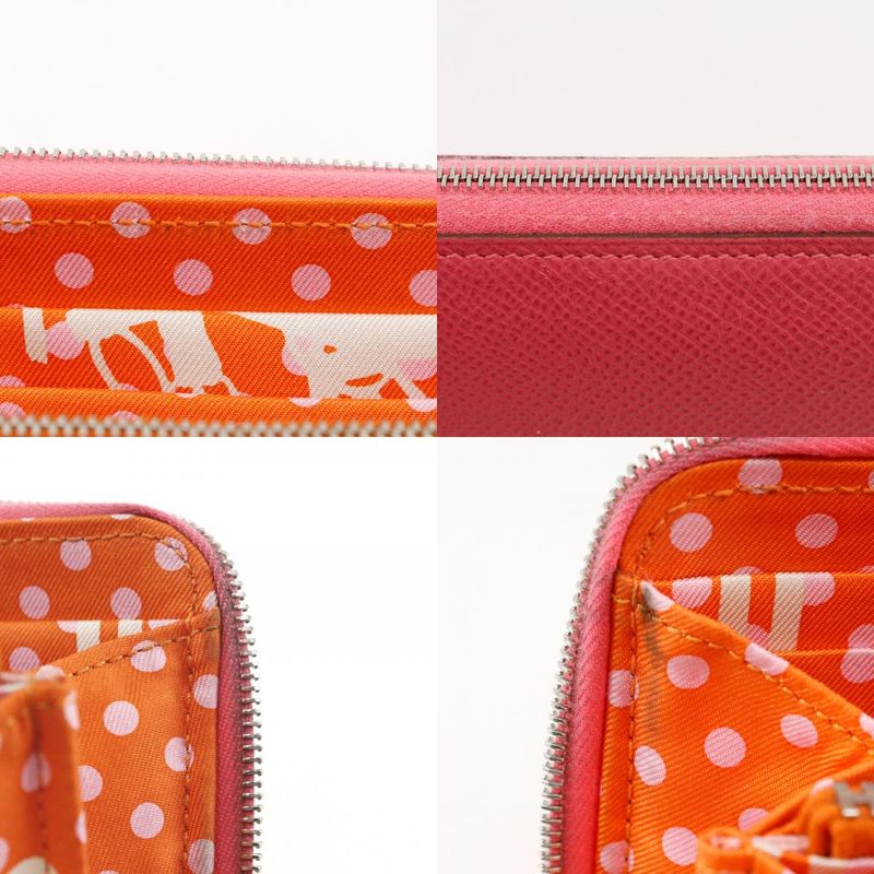 Hermes Azap Long Silk-in Vaux-epson Rose Azalea Pink C Women Long Wallet