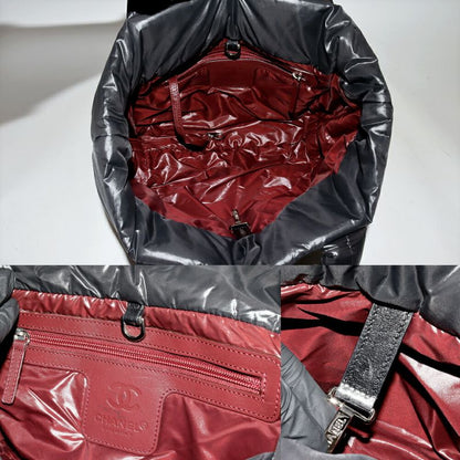 Chanel Tote Handbag Coco Cocoon Small Nylon And Calf Black And Bordeaux A48610