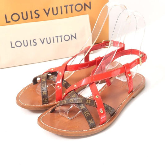 Louis Vuitton Carimbo Sandals Size 37 1 2 Monogram Studded Back Strap Flat