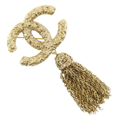 Chanel Coco Mark Lava/fringe Gold Plated 93A Ladies 28g Brooch