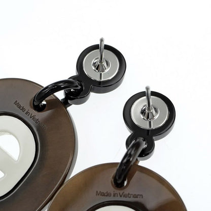 Hermes Earrings Fidelio Village PM Buffalo Horn Dark Brown White