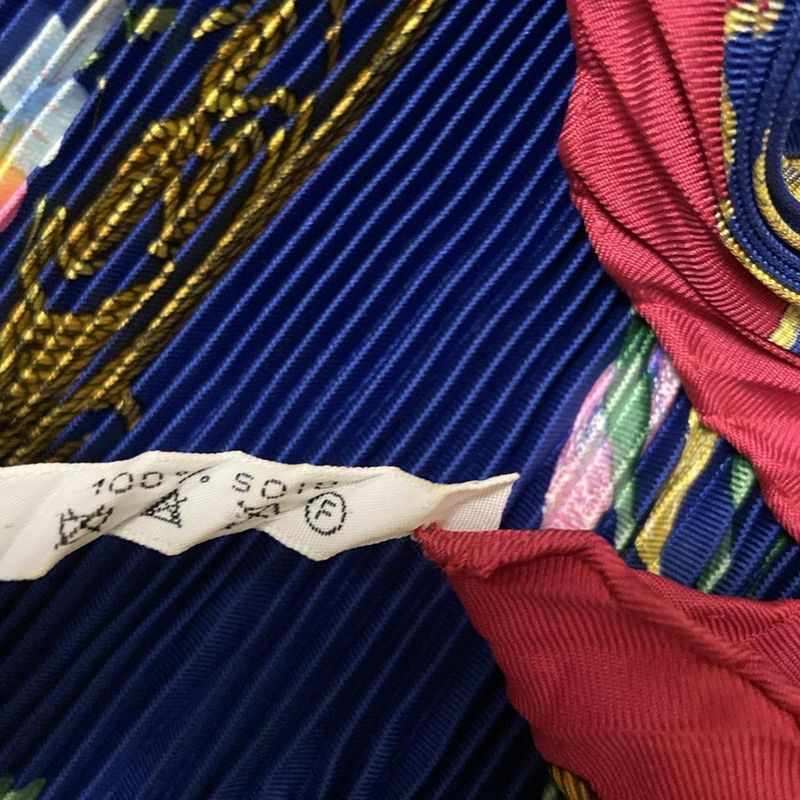 Hermes Scarf Rosange Blue×red×multi Floral/pleated