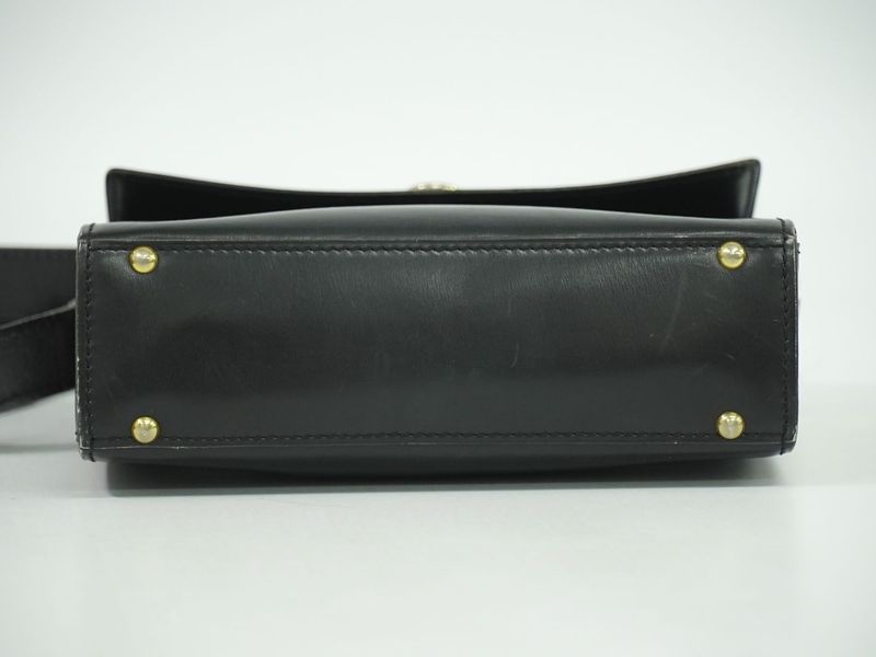 Authentic Celine Leather Shoulder Bag Pochette Black Bag Pre-owned [follow-up