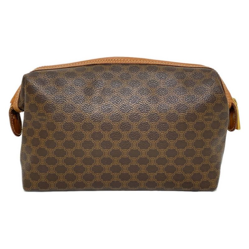 Celine Pouch Macadam Pattern Dark Brown And Brown Leather