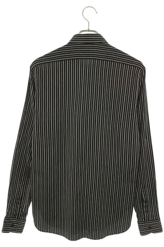 Saint Laurent Paris 646850 Y1f58 Silk Stripe Long Sleeve Shirt Men's 37