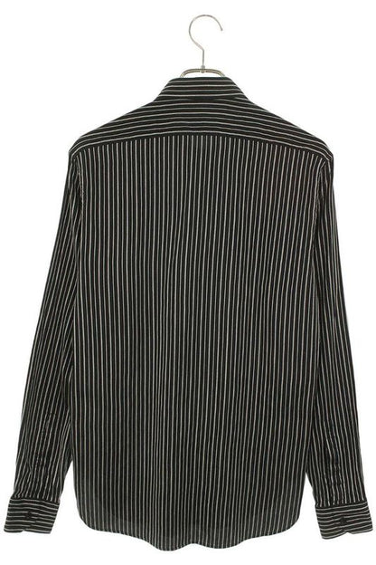 Saint Laurent Paris 646850 Y1f58 Silk Stripe Long Sleeve Shirt Men's 37