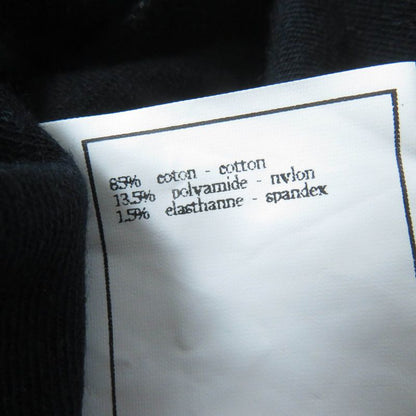 CHANEL Vintage 96P Cotton Coco Mark Design Velour Short Sleeve Top Black 40