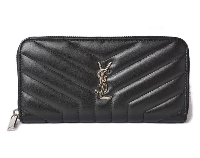 Unused Saint Laurent Paris Long Wallet Leather Black 504952