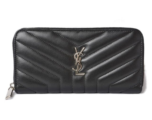 Unused Saint Laurent Paris Long Wallet Leather Black 504952