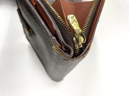 Louis Vuitton Monogram Compact Zipped Folding Wallet M61667 Brown Made In Spain