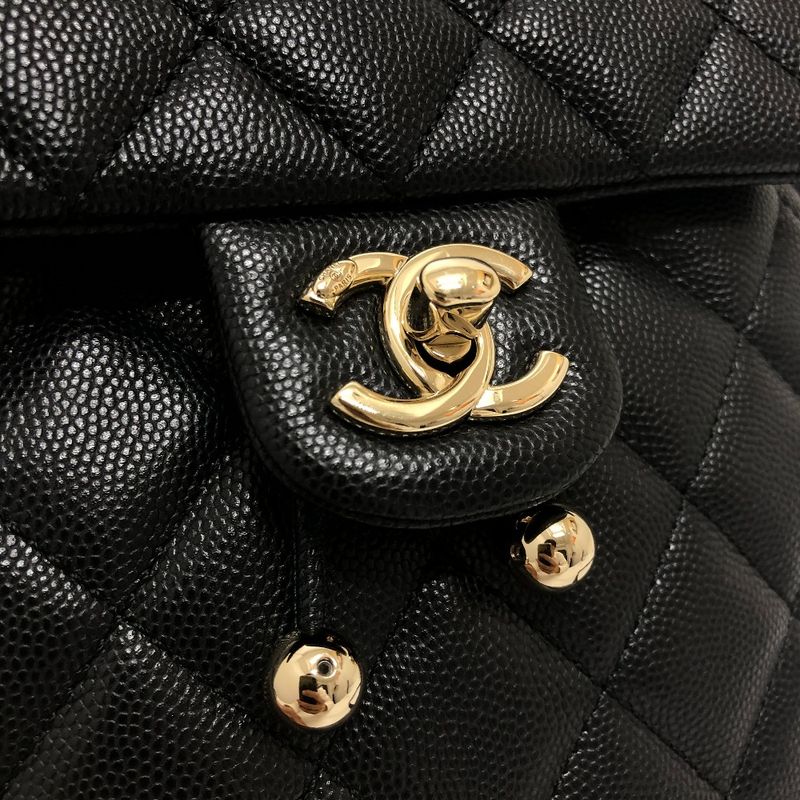 Chanel Backpack Sac Coco Mark As4058 Caviar Skin Black