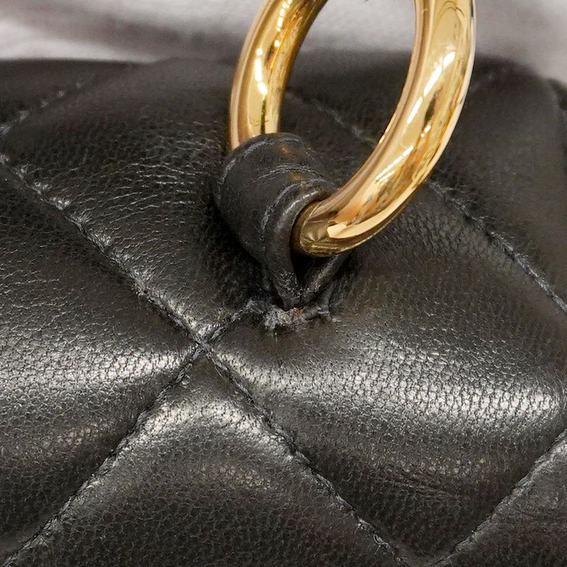 Chanel Handbag Matelasse Lambskin Black Gold Hardware Women