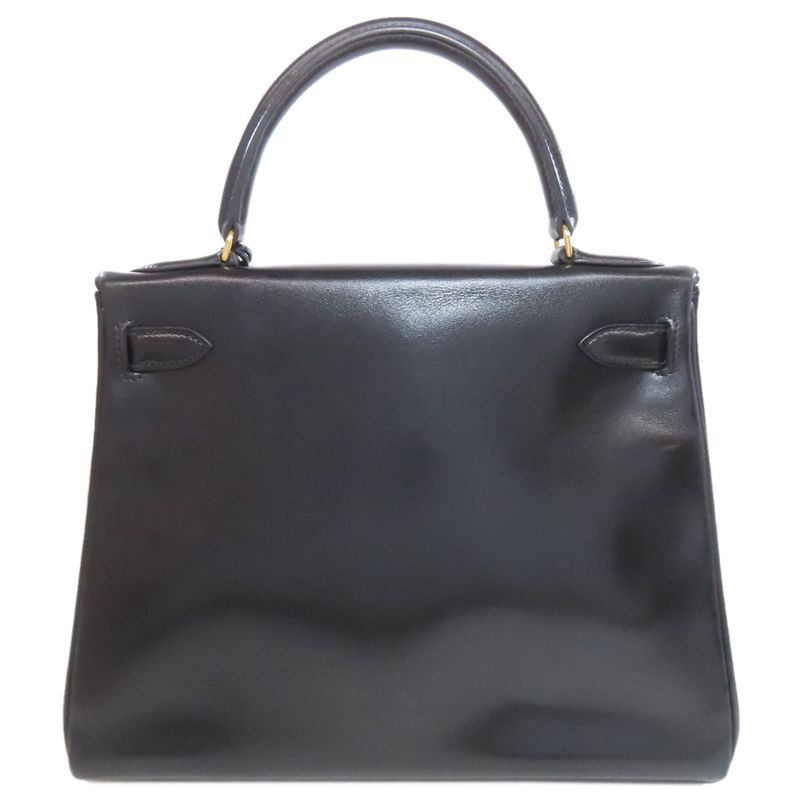 Hermes Kelly 28 Internal Stitching Gold Hardware Handbag Box Calf Women