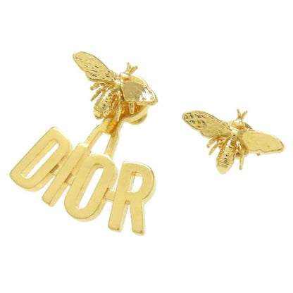 Christian DIOR Bee Motif Logo Earrings Metal Women