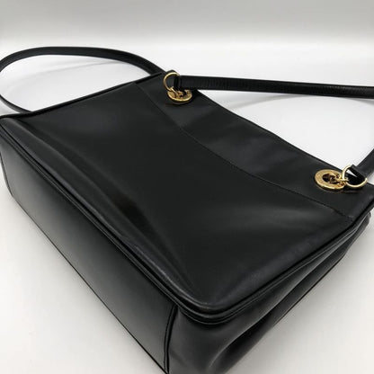 Gucci 001 46 1641 Shoulder Bag Tote Leather Black Women Men Vintage Fashion