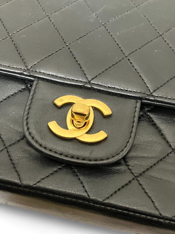 Chanel 0693053 Double Chain Double Flap Lambskin Matelasse Shoulder Bag Women