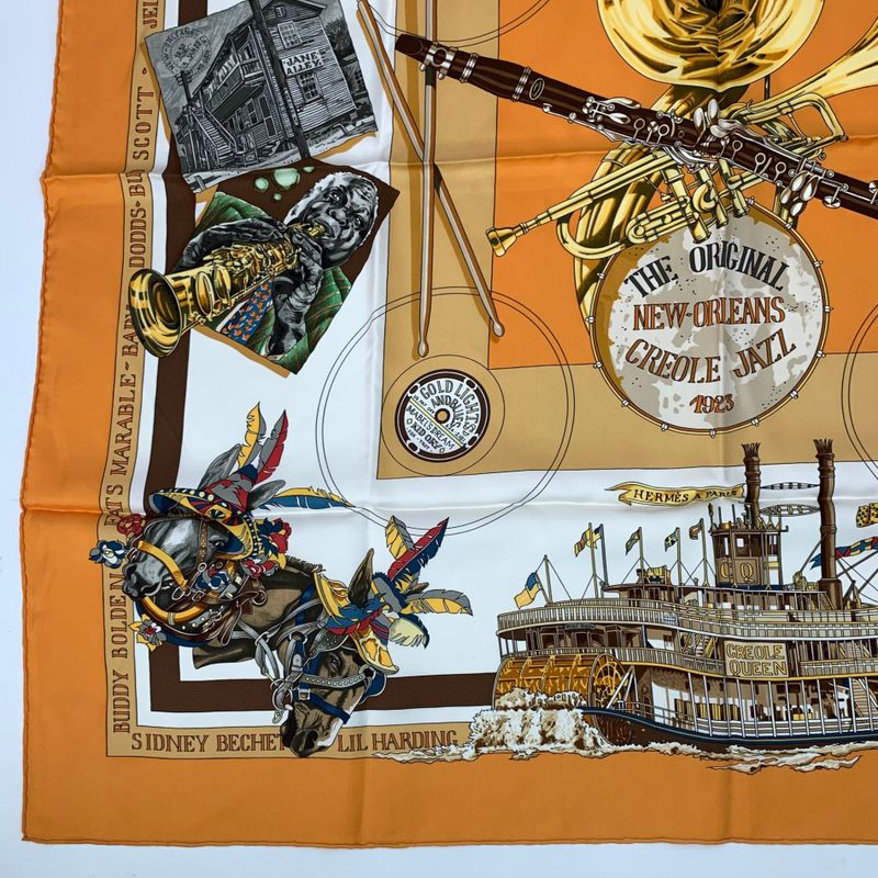 Hermes Carre 90 THE Original NEW Orleans Creole JAZZ New Orleans Scarf Silk