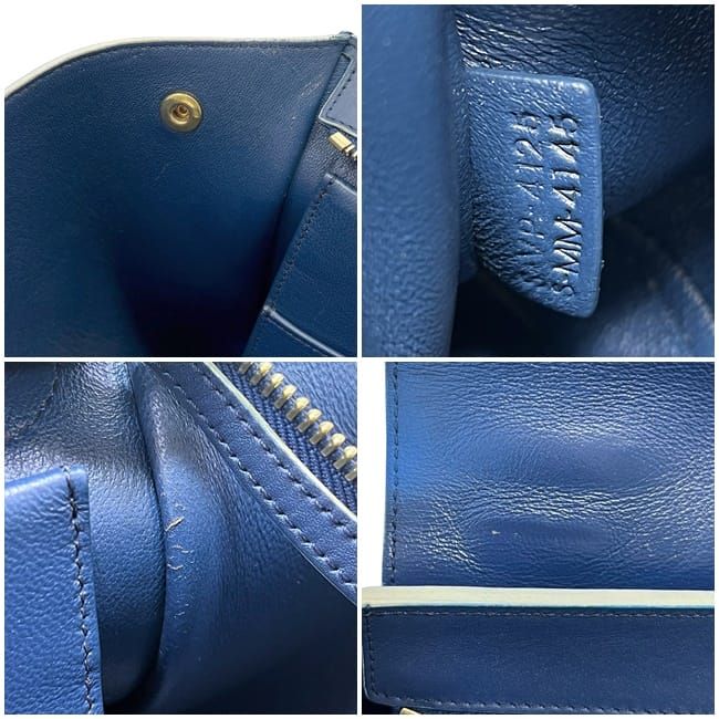 Celine 2 Way Bag Trapeze Blue Navy Excellent Condition Leather Preowned