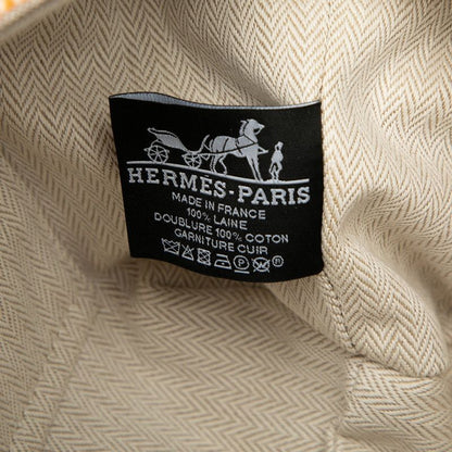 Hermes Brid A Black Au Carre PM Handbag Pouch Fauve Silver Hardware Cotton