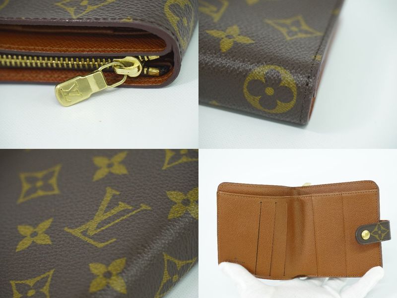Authentic Louis Vuitton LV Compact Zip Monogram Fold Wallet Brown M61667