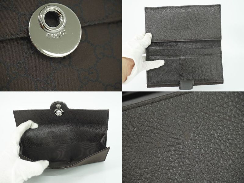 Authentic Gucci GG Nylon Long Wallet Long Wallet Brown 231835 Wallet Pre-owned