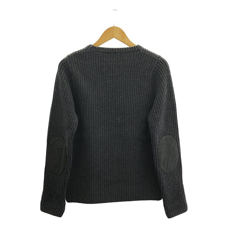 Prada Sport | Wool Ribbed Elbow Patch Knit | 46 | Charcoal Gray | Men's